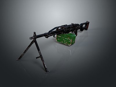 Browning Machine Gun Browning Gatling White Machine Gun Machine Gun Bullet Military 3d model