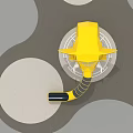 Yellow Children's Play Structure With Geometric Net Design Slide And Circular Ground