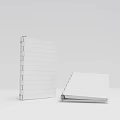 Two Silver Notebooks One Upright And One Open On Grey Tabletop 3d model