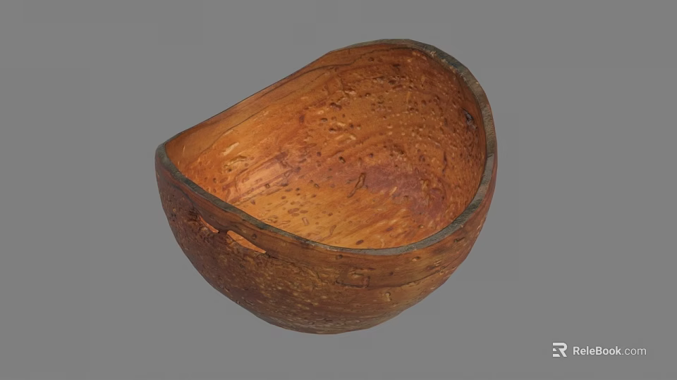 Handcrafted Wooden Tableware Set Featuring Natural Texture And Rustic Bowl Design 3d model 