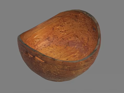 Handcrafted Wooden Tableware Set Featuring Natural Texture And Rustic Bowl Design 3d model
