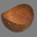 Handcrafted Wooden Tableware Set Featuring Natural Texture And Rustic Bowl Design 3d model