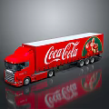 Red Coca-Cola Delivery Truck With Large Brand Logo On Dark Background