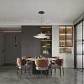Modern Living Dining Room Interior With TV Wall Red Chair And Ceiling Light Strips