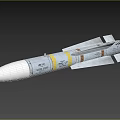Military Missile Weapon With Silver Body Yellow Bands And Rear Fins Structure