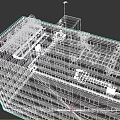 Commercial Building Rooftop Mechanical Equipment Setup With Ventilation Units And Platform 3d model