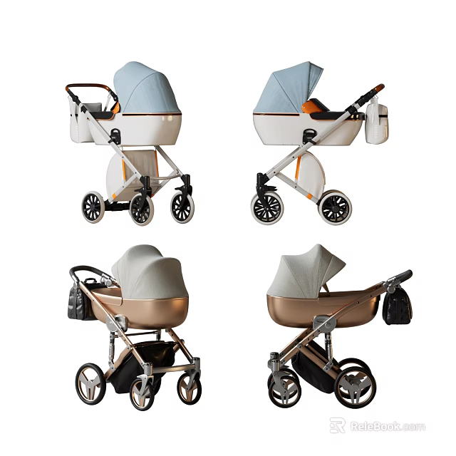 Stylish Modern Baby Strollers In Various Designs 3d model 