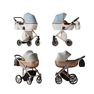 Baby stroller high landscape stroller multi-function baby bed outdoor stroller baby walker 3d model