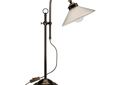 Sleek Metal Floor Lamp With White Conical Shade And Sturdy Base Design 3d model