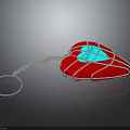 Stylish Red Heart Shaped Fashion Accessory With Silver Chain And Blue Gemstone