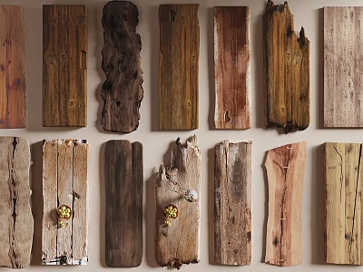 Natural Stone and Wood Samples Displaying Diverse Textures and Color Varieties 3d model