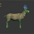 Realistic Brown Stag With Large Antlers In Standing Pose And Detailed Fur Texture