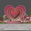 Romantic Outdoor Photo Spot With Giant Pink Heart And LOVE Letters Decorations