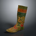 Traditional Embroidered Boots in Green Orange Red with Ornate Patterns for Daily Wear