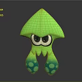 Cute Green Octopus Stuffed Toy with Big Eyes and Blue Green Polka Dot Feet