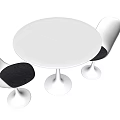 Modern White Round Table And Two Chairs Set With Black Seats 3d model