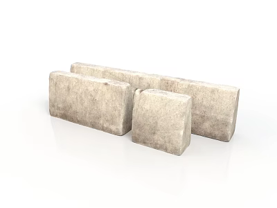 Three Different Sizes Gray Concrete Blocks With Rough Surface For Construction And Decoration 3d model
