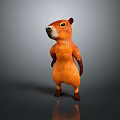 Standing Orange Marmot 3D Rendered Image With Brown Paws Black Nose On Gray Background