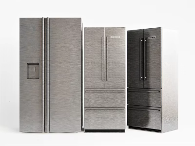Stainless Steel Refrigerators With Modern Design And Different Door Styles For Kitchen Appliances 3d model