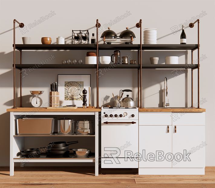 Modern cabinet kitchen utensils model