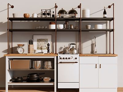 Modern cabinet kitchen utensils model