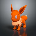3D Orange Creature Character Standing With Large Ears Fluffy Collar And White Tipped Tail