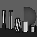 Modern Outdoor Lights With Various Shapes Black White Striped Design Illuminated