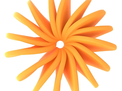 Orange Sculpture Carving Featuring Radial Curved Petals and Central Hole Design 3d model