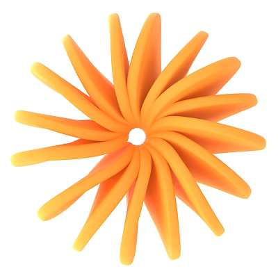 Orange Sculpture Carving Featuring Radial Curved Petals and Central Hole Design 3d model