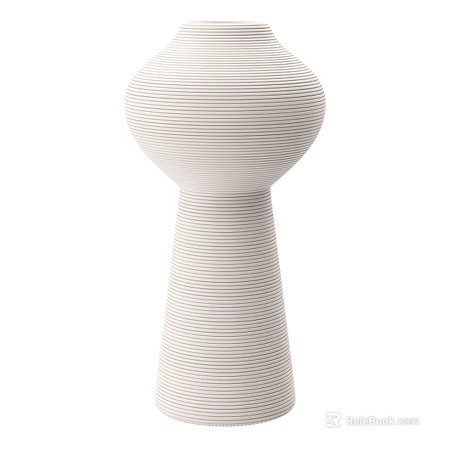 Tall White Ceramic Vessel Featuring Vertical Striped Texture And Modern Decorative Design 3d model