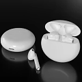 Detailed White Sculpture Carving of Wireless Earbuds with Open Charging Case