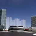 Modern Office Complex With High Rise Buildings Green Spaces And Surrounding Roads
