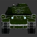 Military Tank Vehicle with Green Exterior Number 119 and Cannon Tracks
