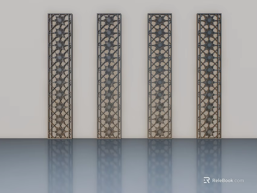 Modern Decorative Swing Doors With Intricate Pattern Design For Interior 3d model