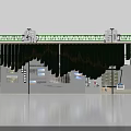 Stage Design With Green Curtains Gold Patterns Relief Wall And Metal Structure