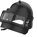 Black Protective Safety Helmet Featuring Transparent Visor And Metal Parts Design