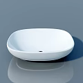Modern Square White Washbasin on Gray Surface with Clear Reflection