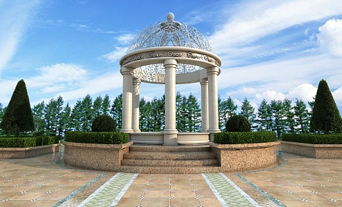 European-style pavilion Outdoor landscape pavilion 3d model