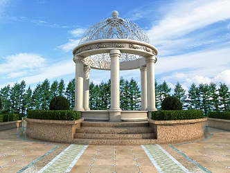 European-style pavilion Outdoor landscape pavilion 3d model