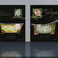 Decorative Wall Art With Lilium Tulipa Vintage Bathtub And Striped Towels