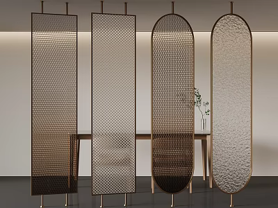Luxury Modern Decorative Room Dividers With Metal Frames And Perforated Patterns 3d model