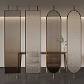Luxury Modern Decorative Room Dividers With Metal Frames And Perforated Patterns 3d model
