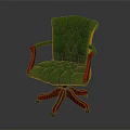 Green Diamond Stitched Office Chair With Red Armrests And Base