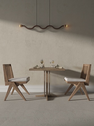 Quiet tea table and chair combination 3d model