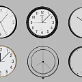 Various Modern Wall Clocks With Different Design Frames And Dials 3d model