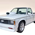 White Classic Pickup Truck With Front Grille Hood Scoop And Alloy Wheels