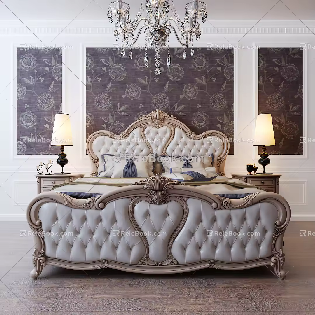 European background double bed 3d model