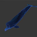 Blue Whale Model With Black Fin Red Eyes And White Teeth On Dark Background