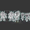 Diverse Game and Movie Character Models with Robots Female Figure Puppies and Animal Figures