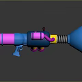 Colorful 3D Mechanical Structure With Pink Blue Yellow Cylindrical Parts And Spring Design
